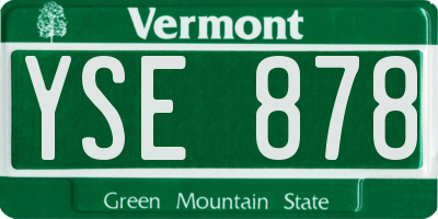 VT license plate YSE878