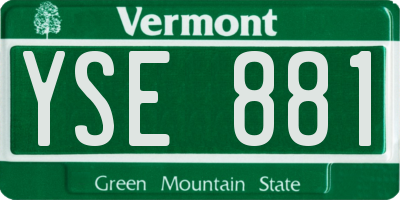 VT license plate YSE881
