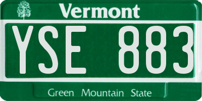 VT license plate YSE883