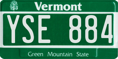 VT license plate YSE884