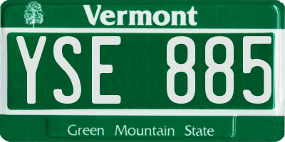 VT license plate YSE885