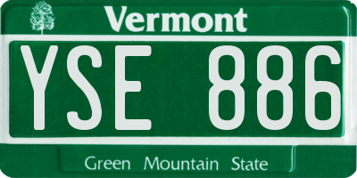 VT license plate YSE886