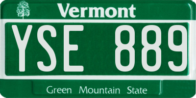 VT license plate YSE889