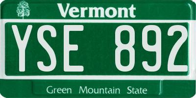 VT license plate YSE892