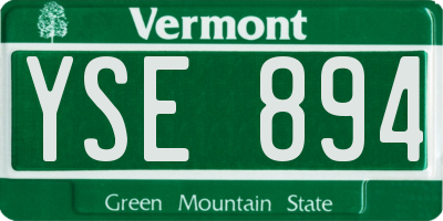 VT license plate YSE894