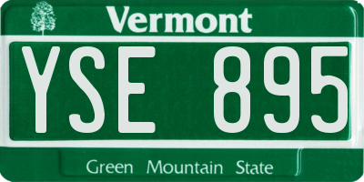 VT license plate YSE895
