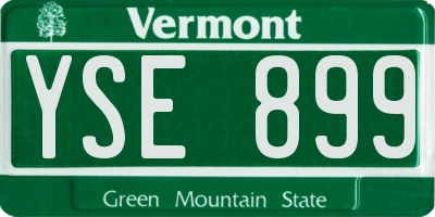 VT license plate YSE899