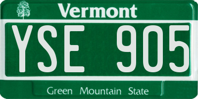 VT license plate YSE905