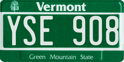 VT license plate YSE908