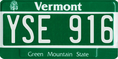 VT license plate YSE916