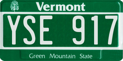 VT license plate YSE917