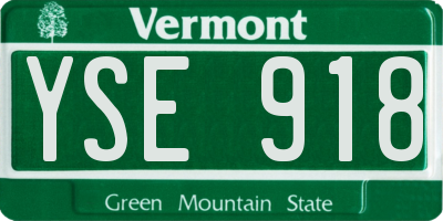VT license plate YSE918