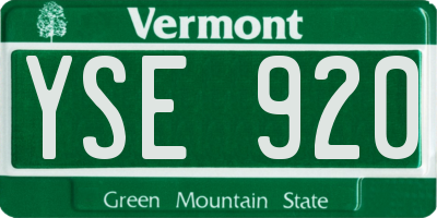 VT license plate YSE920