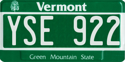 VT license plate YSE922
