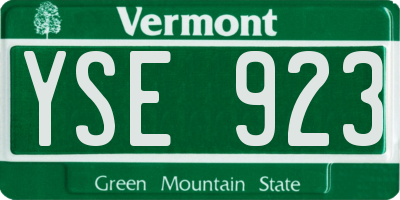 VT license plate YSE923