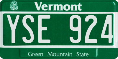 VT license plate YSE924