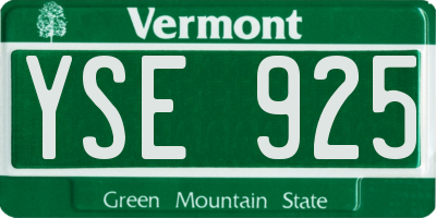 VT license plate YSE925