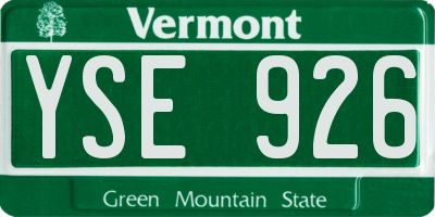 VT license plate YSE926