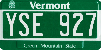 VT license plate YSE927