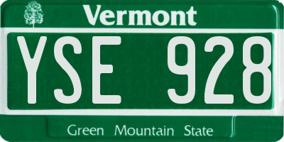 VT license plate YSE928