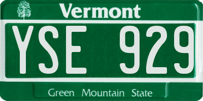 VT license plate YSE929