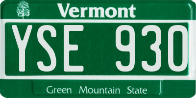 VT license plate YSE930