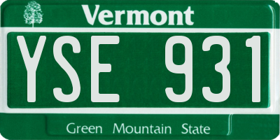 VT license plate YSE931