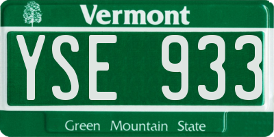 VT license plate YSE933