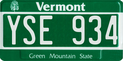 VT license plate YSE934