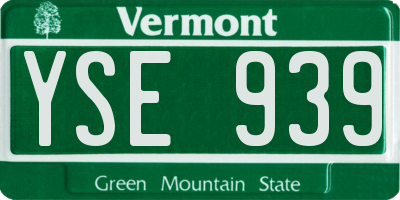 VT license plate YSE939