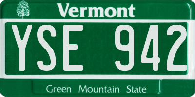 VT license plate YSE942