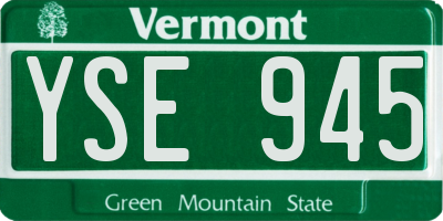 VT license plate YSE945