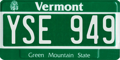 VT license plate YSE949