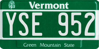 VT license plate YSE952