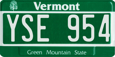 VT license plate YSE954