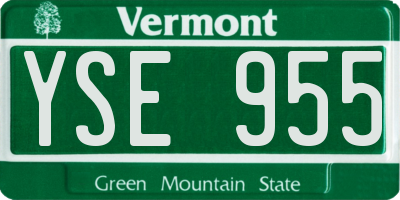 VT license plate YSE955