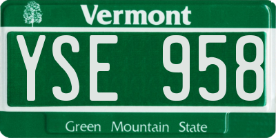 VT license plate YSE958