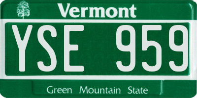 VT license plate YSE959