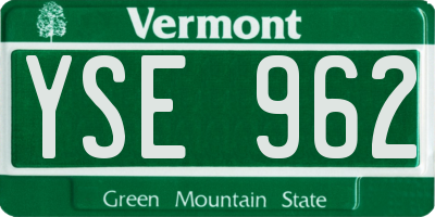 VT license plate YSE962