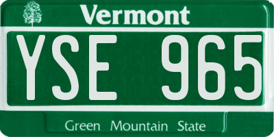 VT license plate YSE965