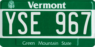 VT license plate YSE967