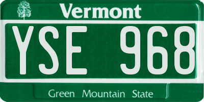VT license plate YSE968