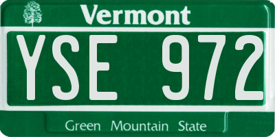 VT license plate YSE972