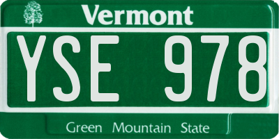 VT license plate YSE978
