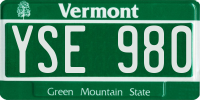 VT license plate YSE980