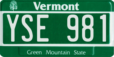 VT license plate YSE981