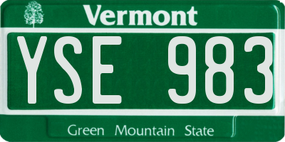 VT license plate YSE983