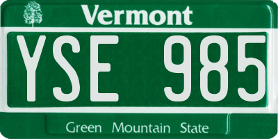 VT license plate YSE985