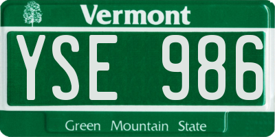 VT license plate YSE986