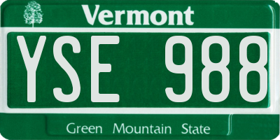 VT license plate YSE988